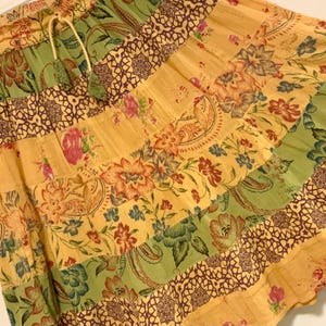 French Provence Skirt/Floral Print/Peasant/Patchwork/Layered/Tiered/Elastic Waist/“Magic Scarf Co”/Cotton/Boho/Woman’s One Size/Vintage 1990