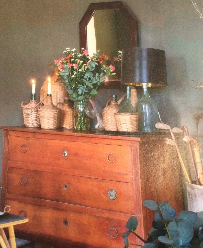 1960s Wine Jug/demijohn/carboy Wicker Glass Bottle Etsy