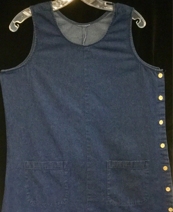 TheOldeAndNewShop Denim Jumper Dress Long Maxi Blue Button-Side Pockets Grunge Preppy Woman's Size L-XL (Chest 41\