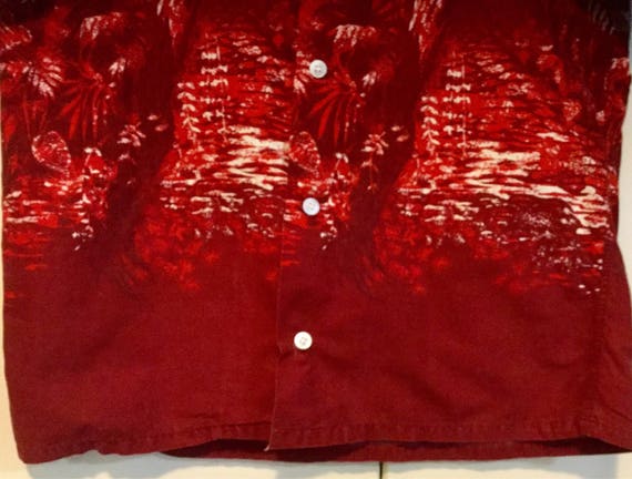 Mens Red Hawaiian Shirt/Cabana Beachwear/Button U… - image 4