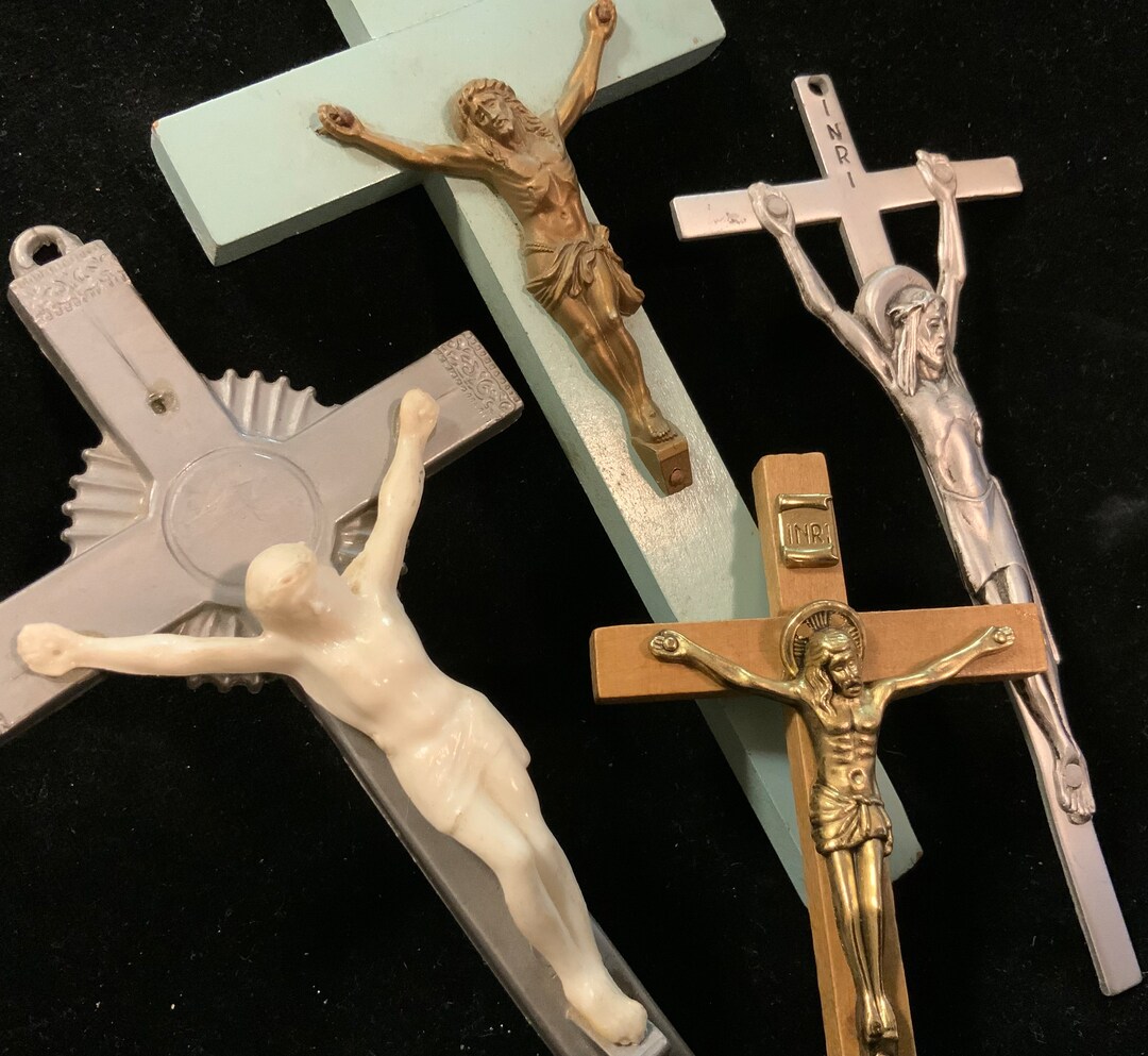 Jesus Cross Crucifix Set/religious Catholic Icon/plastic+wood+metal ...
