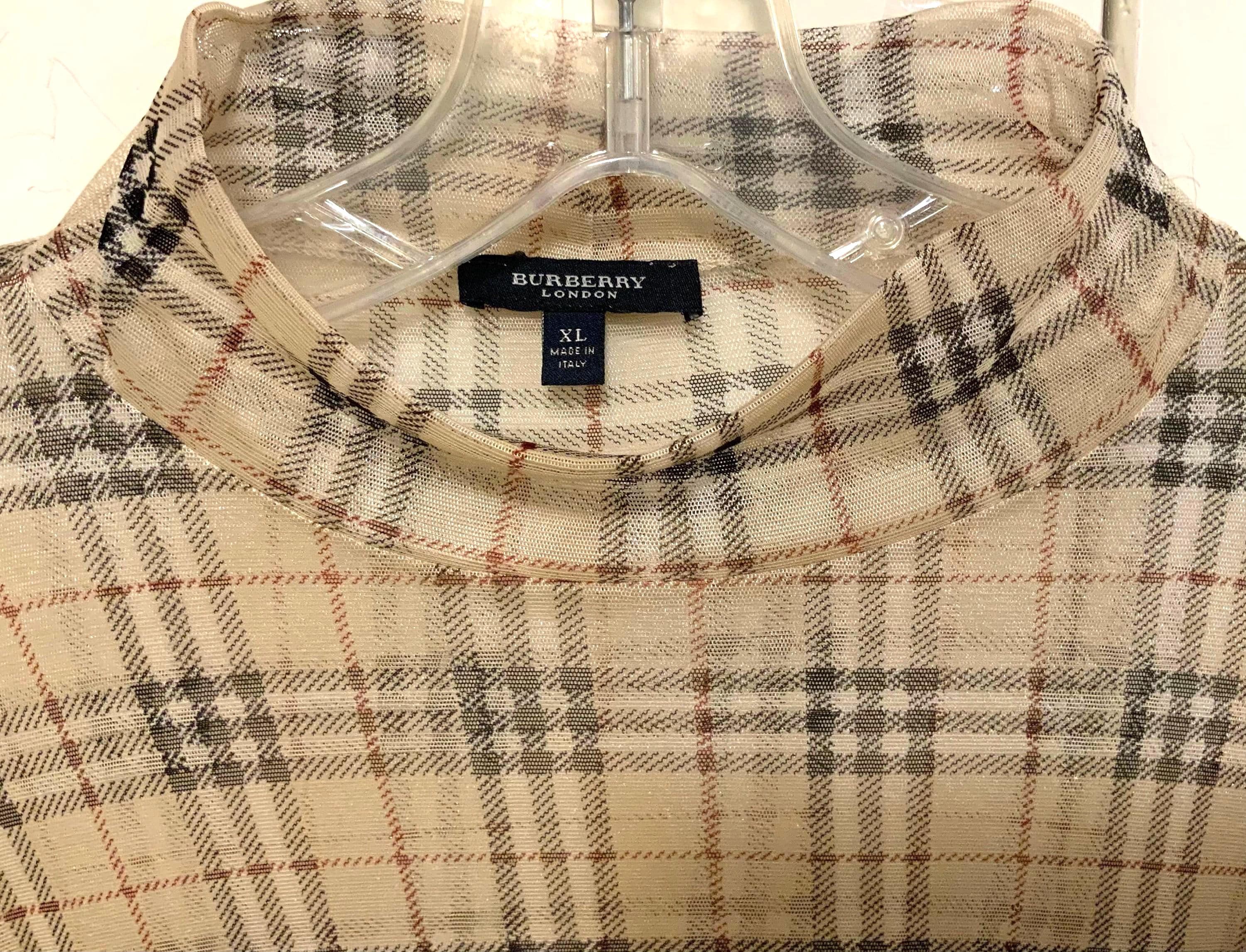 Burberry London Blouse-mock Turtleneck-pullover Top/nova Check