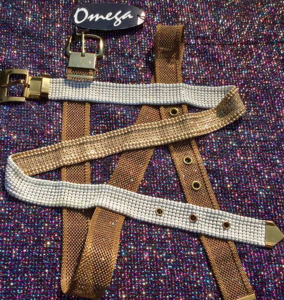 50s Whiting & Davis Belt and 1980s Gold Omega Bel… - image 1
