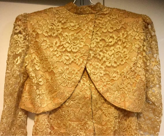 Gold Lace Dress & Jacket/Prom Dress/Cocktail Dres… - image 5