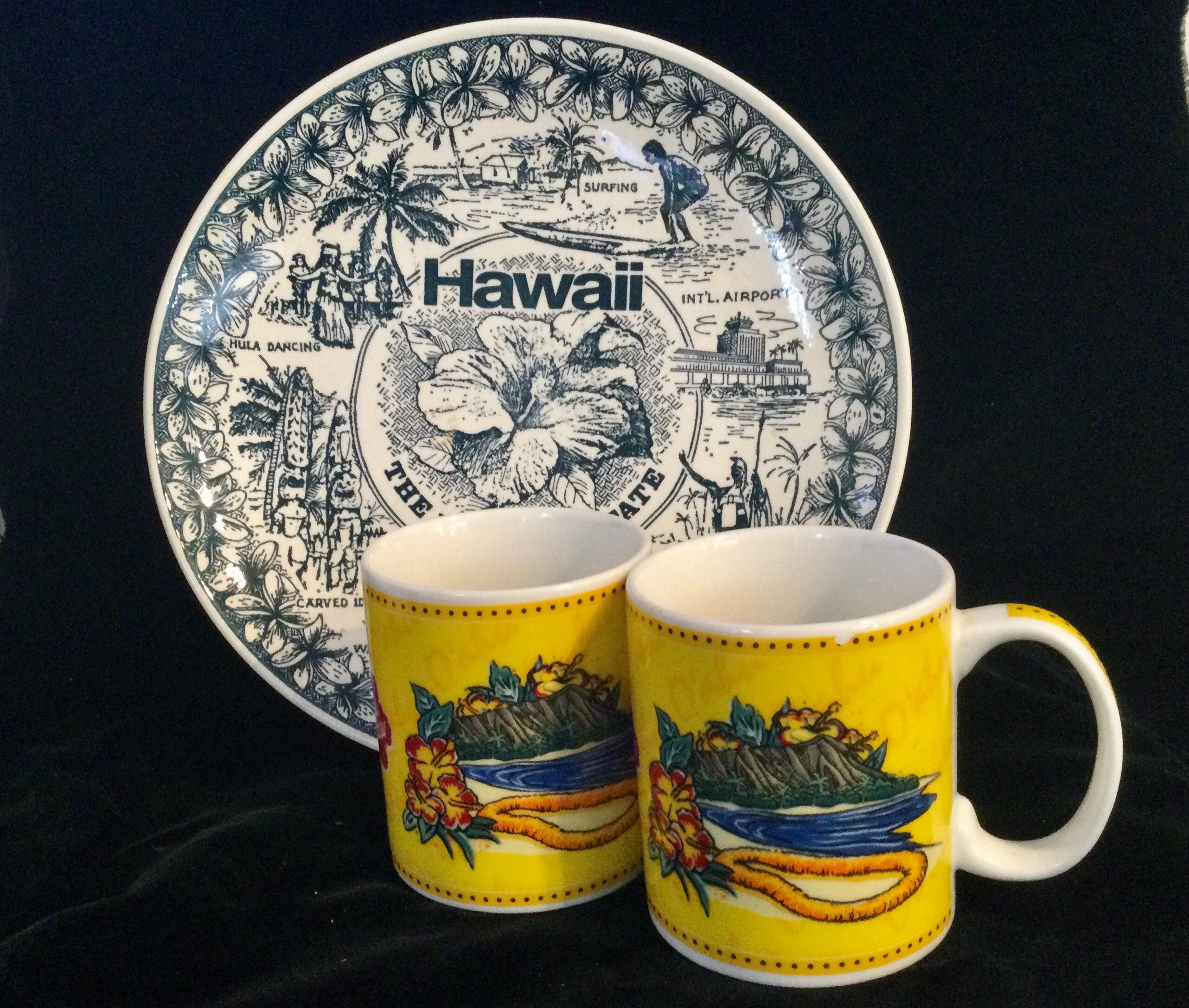 Hawaii Souvenir Plate & Mugs american Ironstone by R.baird Co Etsy