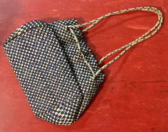 SALE—50s Black Purse-Handbag-Pocketbook-Pouch/Wov… - image 3