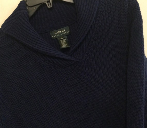 1980s Ralph Lauren Pullover Sweater/Navy Blue Cot… - image 2