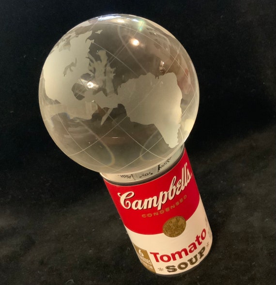 Glass Paperweight/Crystal/Globe-Earth-World-Orb-Sphere/Clear Etched Glass/Large 4.5”W & 3.5 Pounds/Handmade/Vintage