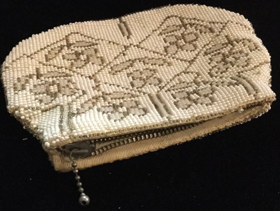 1930s Floral Czech Beaded Coin Purse-Evening Bag/… - image 4