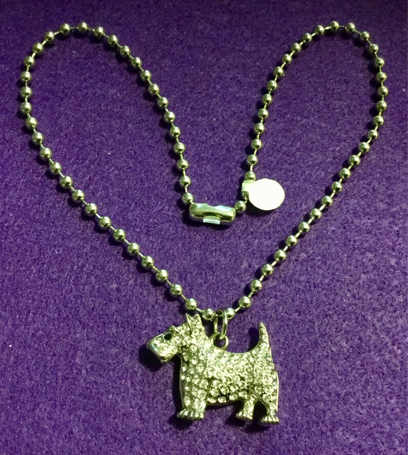 Dog Charm Necklace Pendant Rhinestone Scottie Dog Scottish Etsy