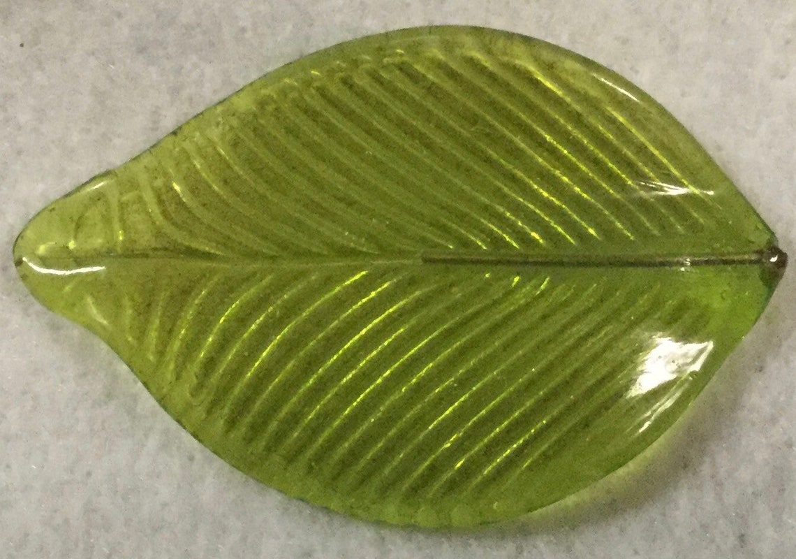Blown Glass Leaf 7 Piece Floral Leaves Green Pressed Handmade Etsy