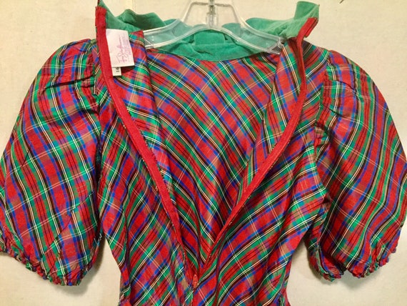 1980s Girl’s Christmas Dress/Red-Green Tartan Pla… - image 6