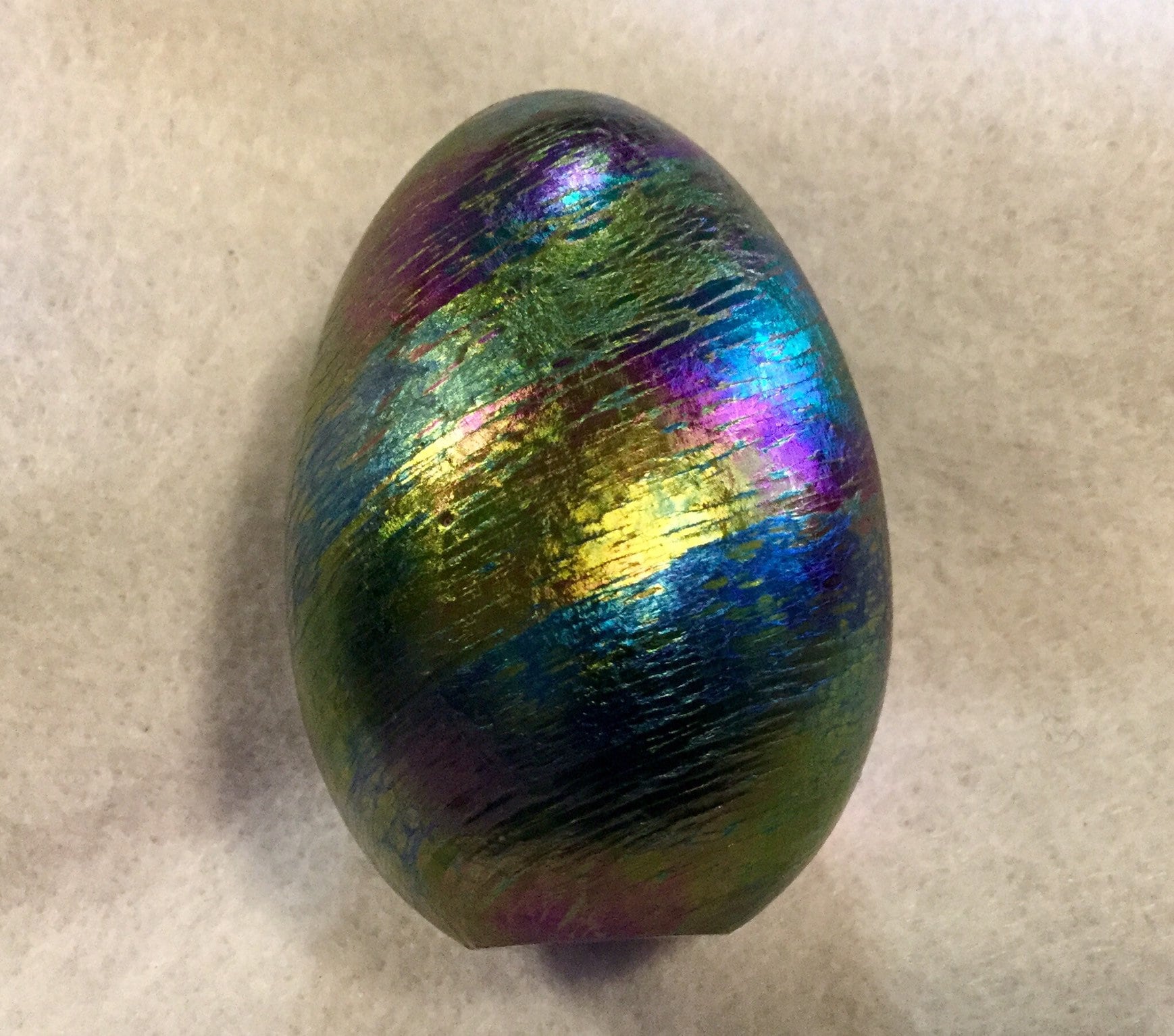 1988 Egg Paperweight Spiral Dichroic Glass Egg Handblown Oval Etsy