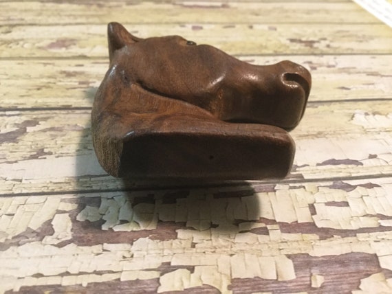 1940s Wood Horse Head Pin-Brooch/Hand Carved Hors… - image 7
