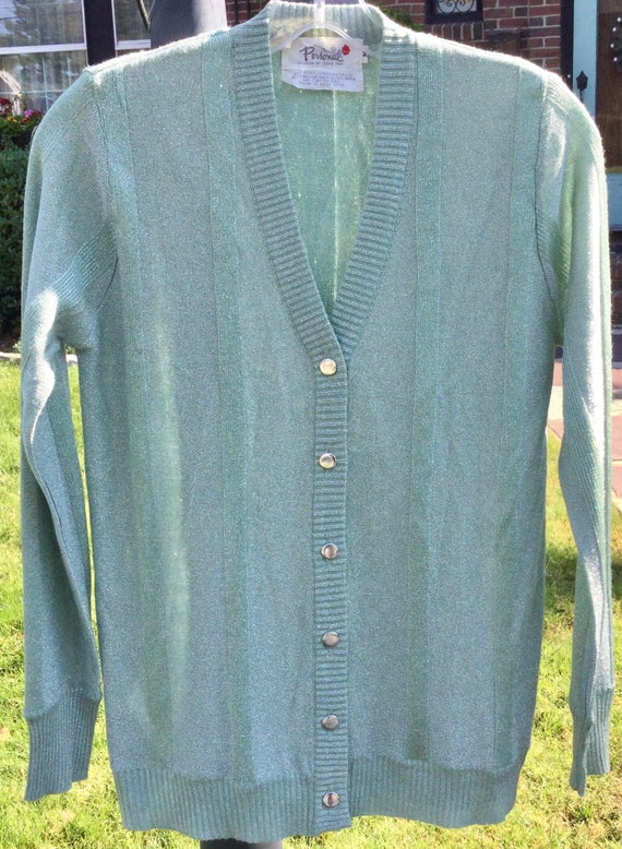 Vtg Metallic Cardigan Sweater “Personal by Leslie… - image 3