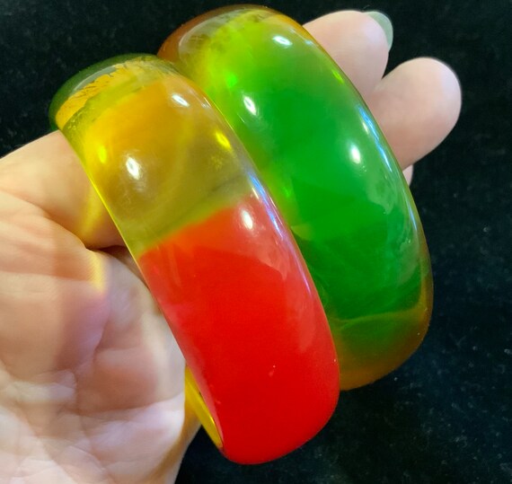 Plastic Bangle Bracelet/Matched Set/Neon Fluoresc… - image 8