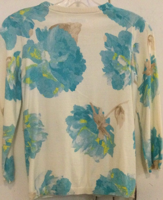 Blue Floral Print Cardigan Sweater Pair/Talbots &… - image 6