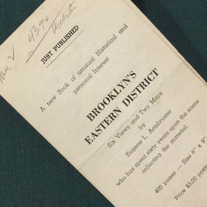 Reference Book/New York/1st Edition/Eastern District of Brooklyn/Eugene L. Armbruster/Hardcover/1912 City Maps /Historical/Vintage-Antique
