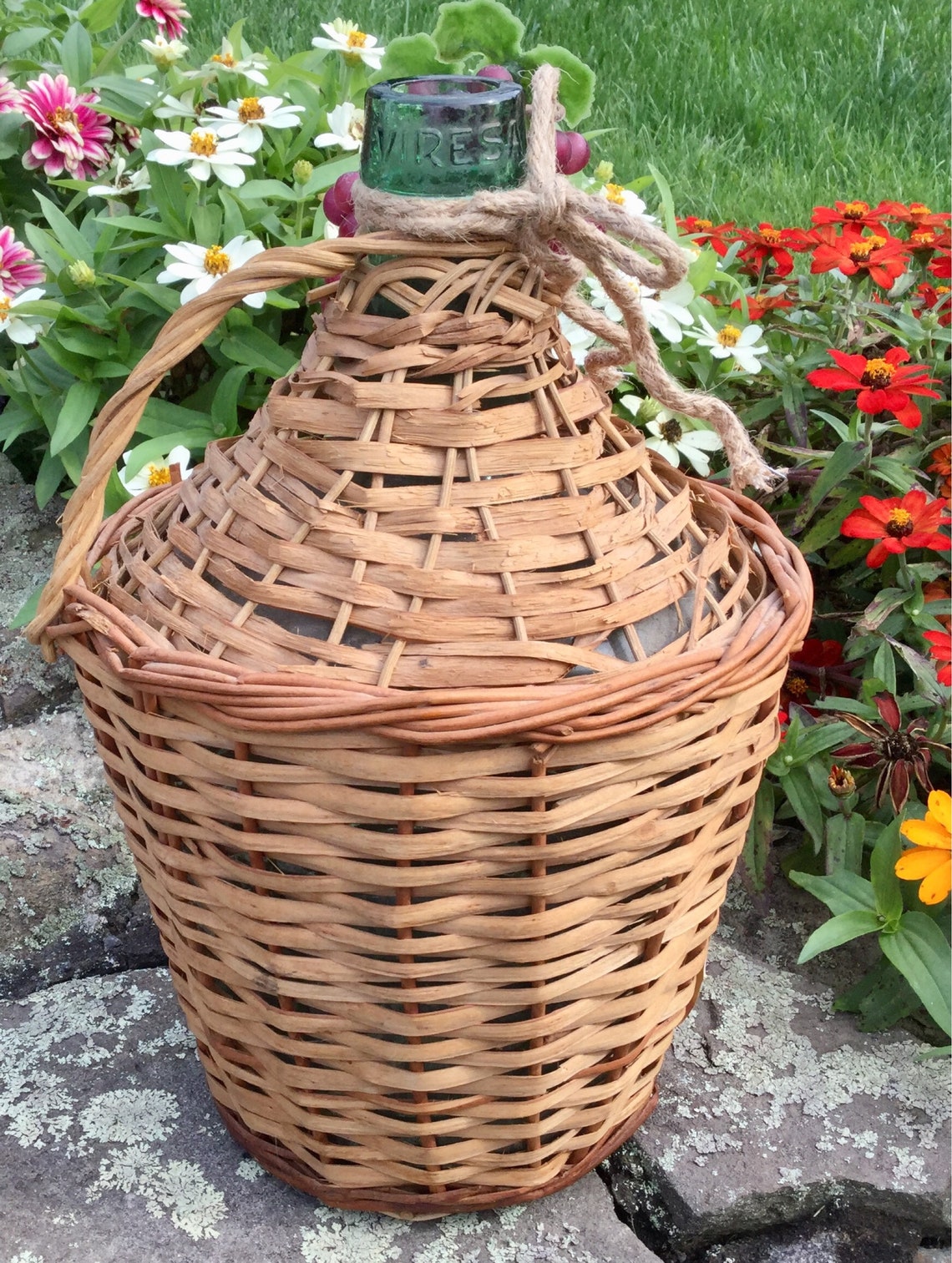1960s Wine Jug/Demijohn/Carboy Wicker Glass Bottle Etsy