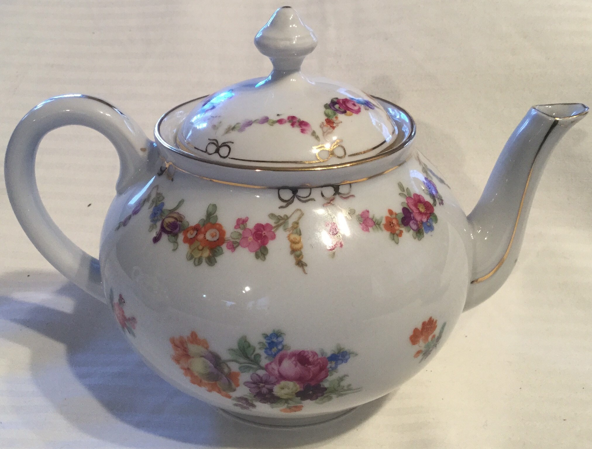 Teapot Sugar Creamer Set Bavaria Pink Floral China Lid 22K Etsy