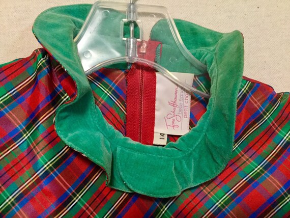 1980s Girl’s Christmas Dress/Red-Green Tartan Pla… - image 8