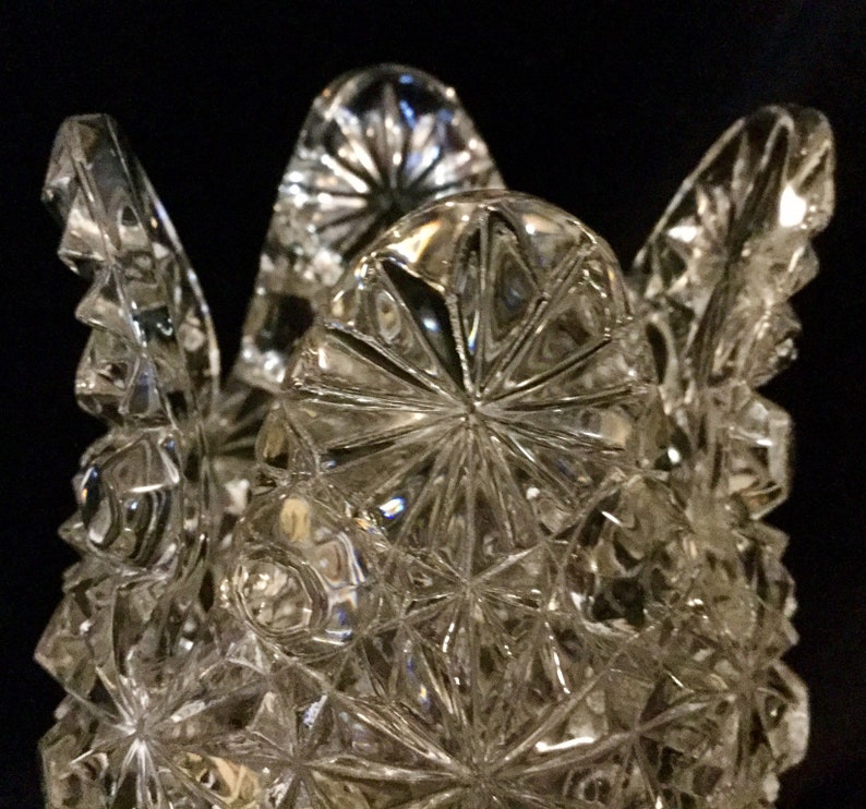 Tulip Vase Clear Pressed Glass Compote Crystal Pedestal Floral Etsy