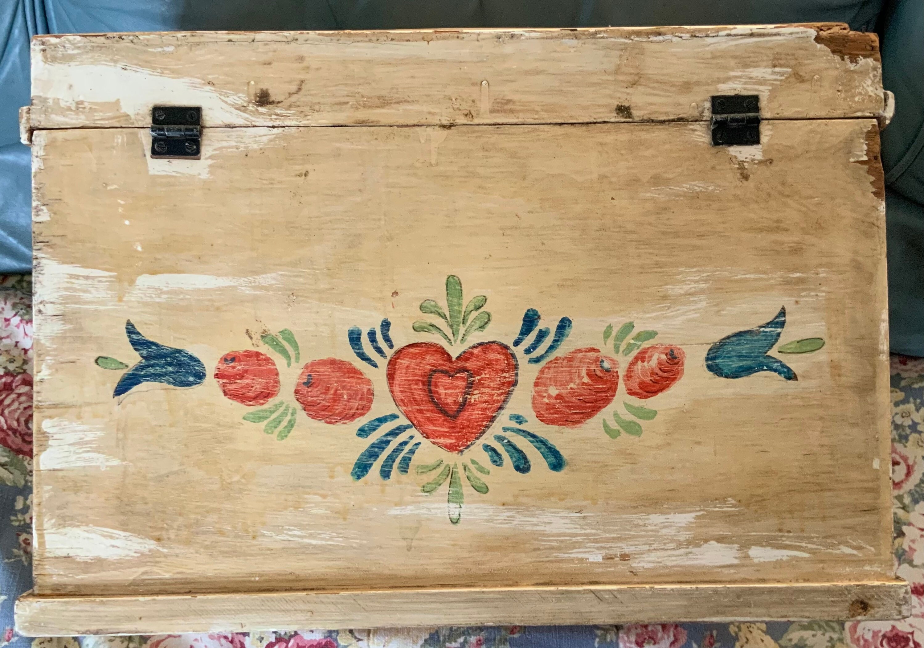 Peter Hunt Chest-trunk-recipe Storage Box/hand Painted Wood Folk Art ...