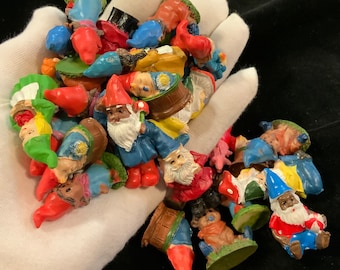 Christmas Gnome Figurines Craft Supply Lot/Santa Gnomes-Elf/Fairy Garden Decor/Resin/33 Piece Set/Small-Miniature 1.5”H/Vintage