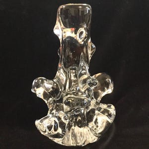 French Crystal Glass Sculpture/Charles Schneider/Paris France Handblown Freeform Glass/Knob+Thorn Modernist Abstract Lamp Base/Vintage 1930s
