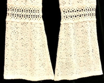 White Pants Swimsuit Coverup/Bellbottoms/Crocheted-Style Openwork/Beachwear/Cruise-Wear/NWT/Woman’s Size Large/Vintage 1990s