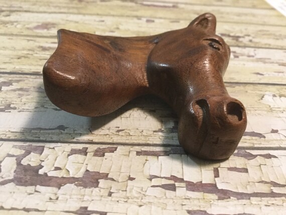 1940s Wood Horse Head Pin-Brooch/Hand Carved Hors… - image 6