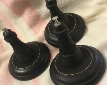 Black Pedestal Display Stand/Tabletop/Footed Column Parts & Pieces/DIY Craft Supply/3 Piece Set/Vintage 1990s