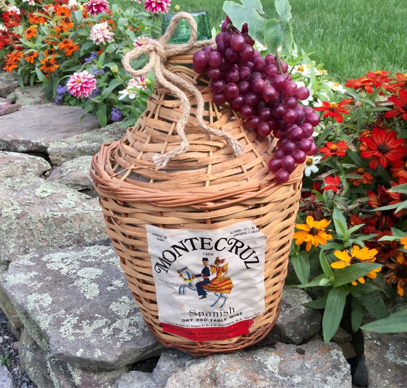 1960s Wine Jug/demijohn/carboy Wicker Glass Bottle Etsy