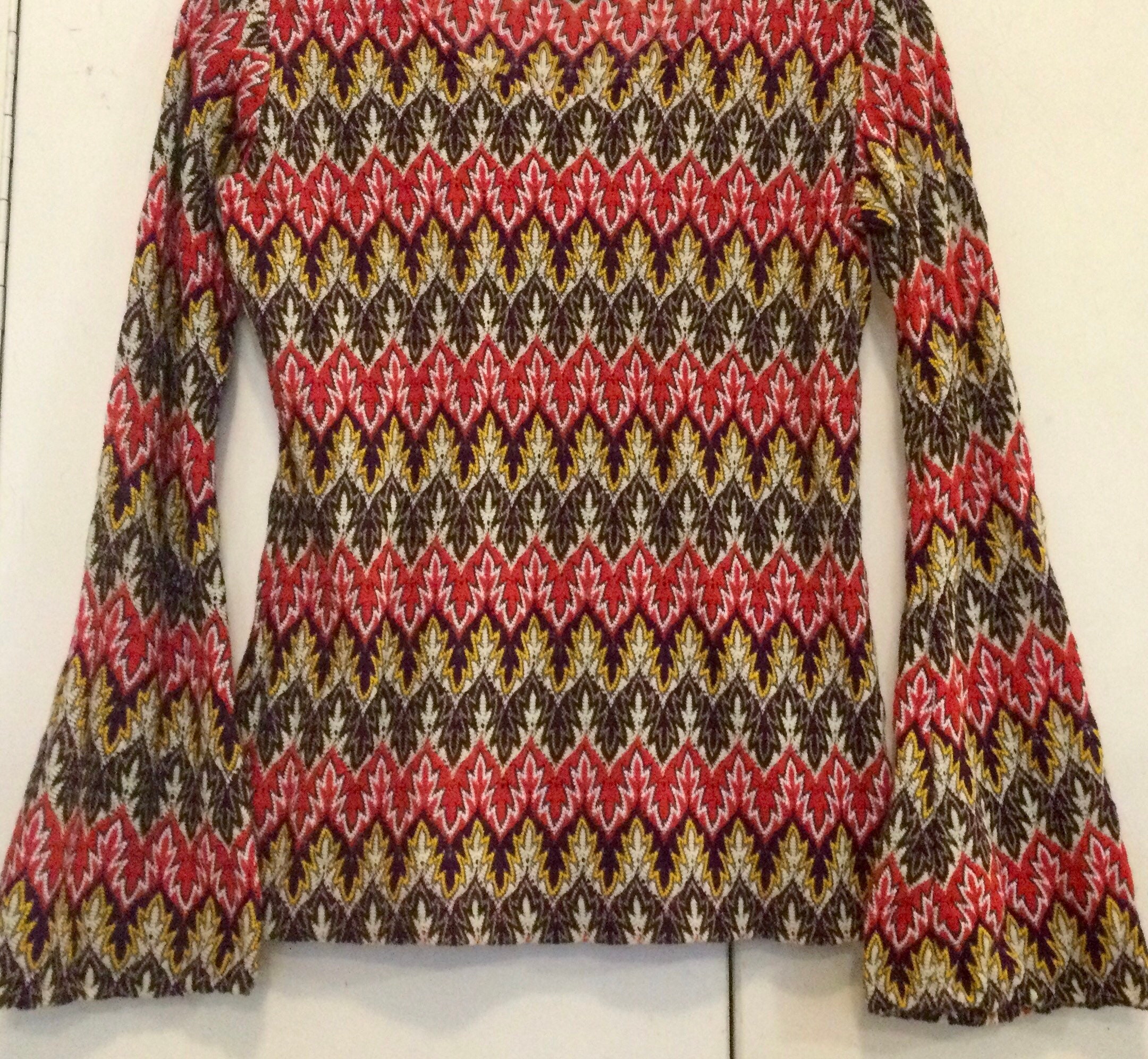 Sale1970s Zig Zag Print Top-blouse-shirt-pullover/mesh - Etsy