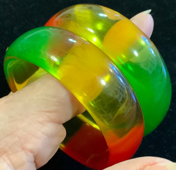 Plastic Bangle Bracelet/Matched Set/Neon Fluoresc… - image 6