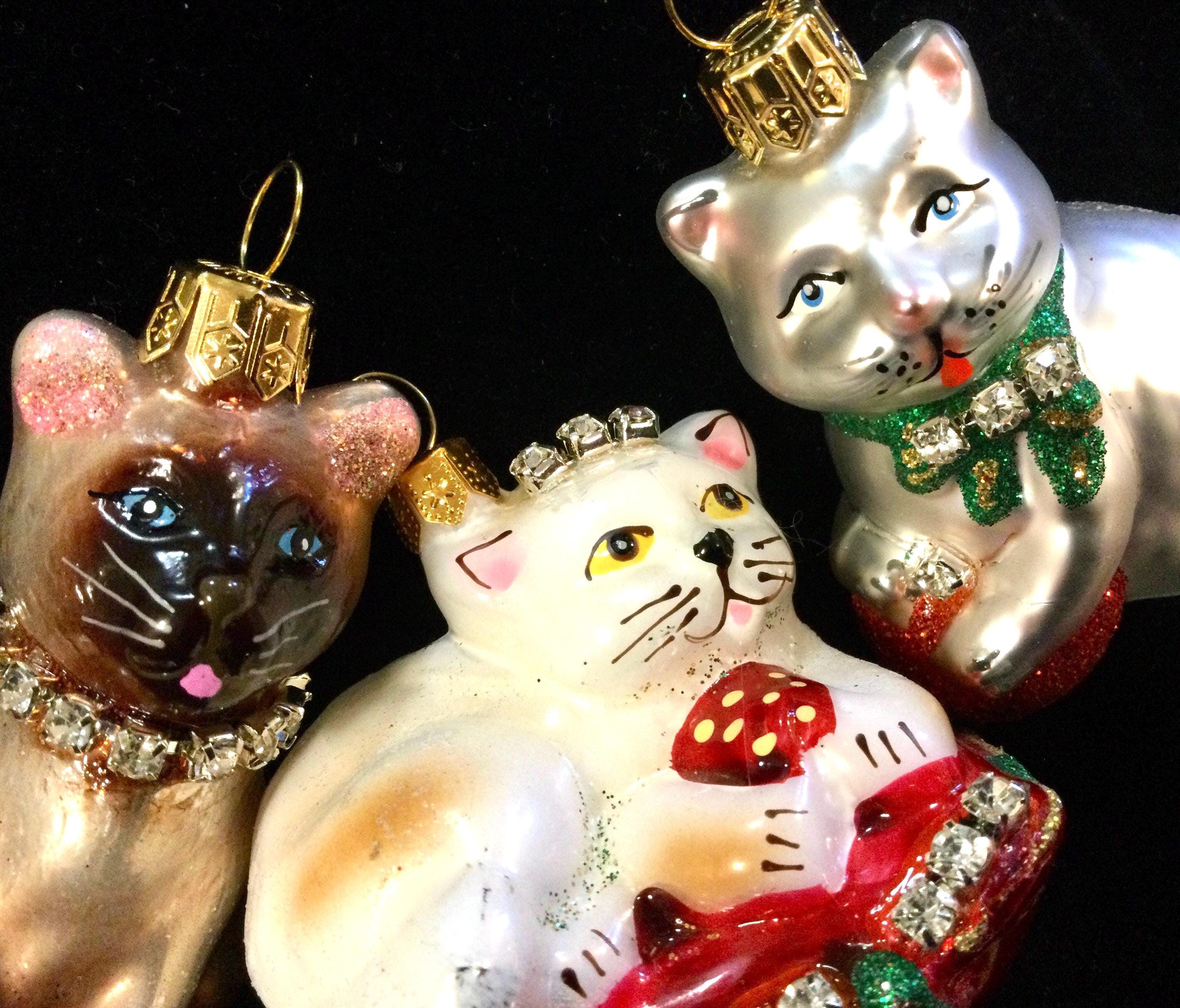 Cat Christmas Ornaments Set/kitty-kitten/rhinestone/“impuls