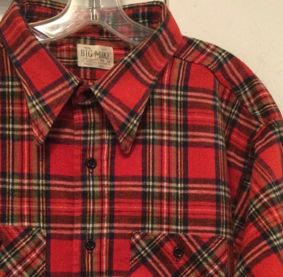 Red Plaid Flannel Shirt “Big Mike” Heavy-Duty/Cotton/… - Gem