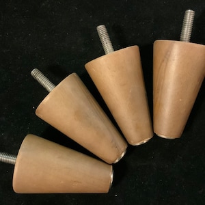 50s Wooden Furniture Leg Hardware/Table-Chair-Sofa-Bed-Bench/3”H Brown Wood/Tapered/4 Piece SET/Vintage Mid Century Modern 1950-1960s