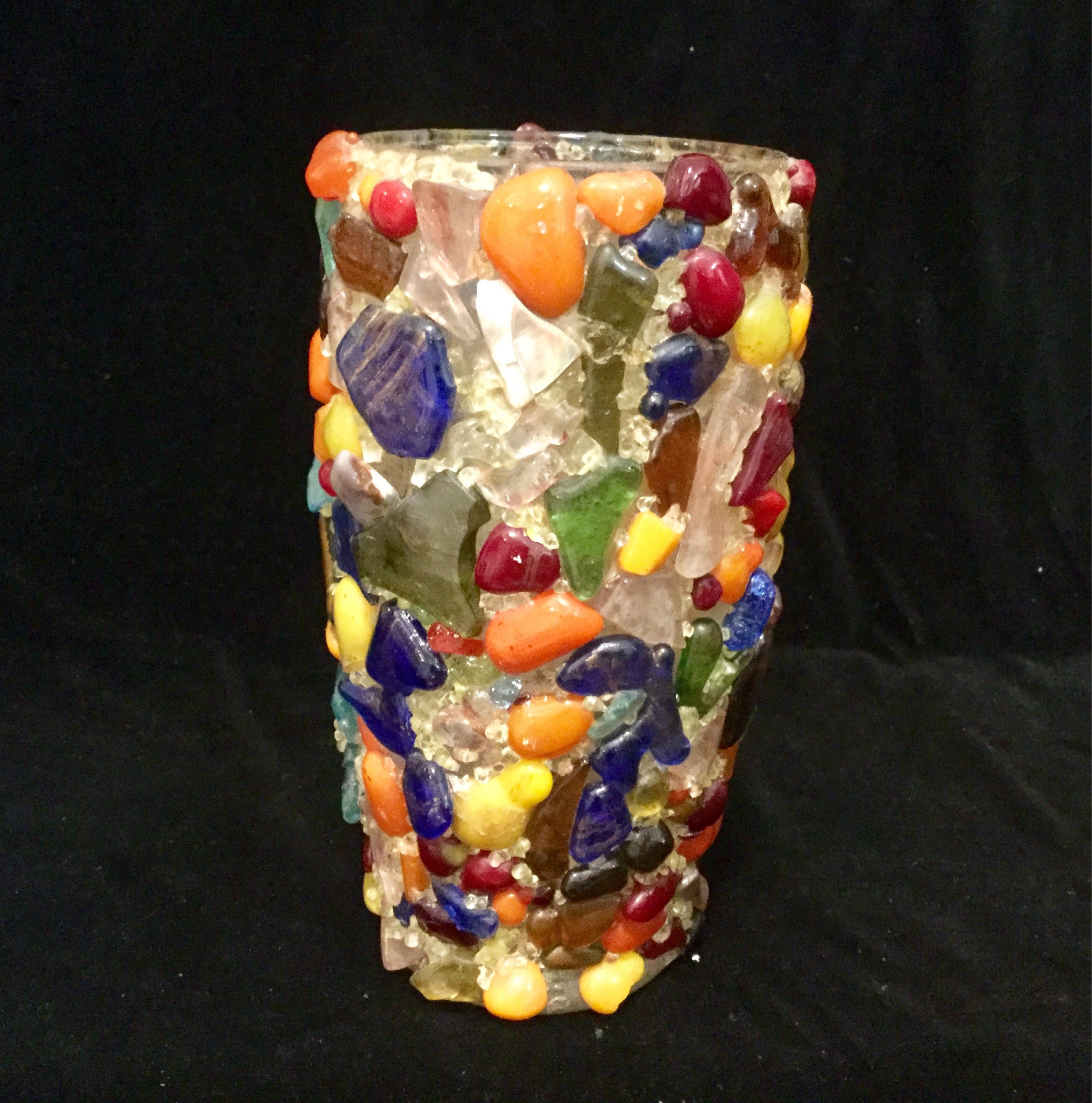 Sea Glass Vase Vessel Mosaic Art Glass Stain Glass Shard Etsy