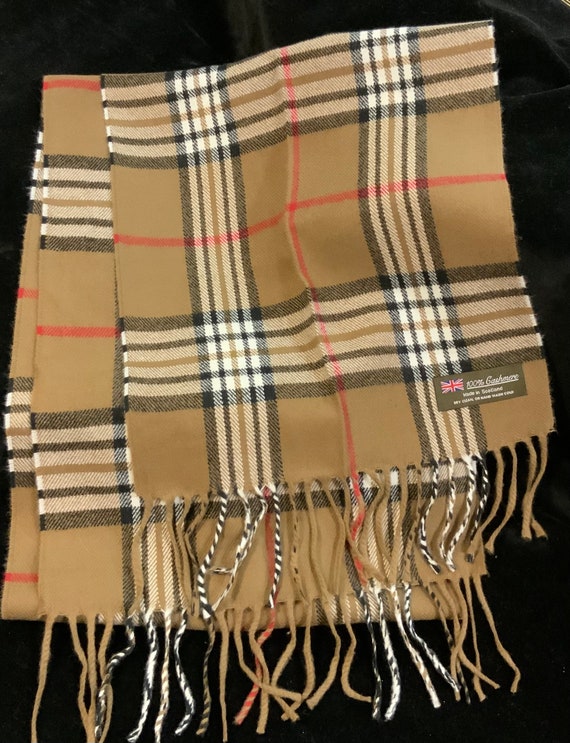 Nova Check Scarf/100% Cashmere/Thompson Camel Tar… - image 4