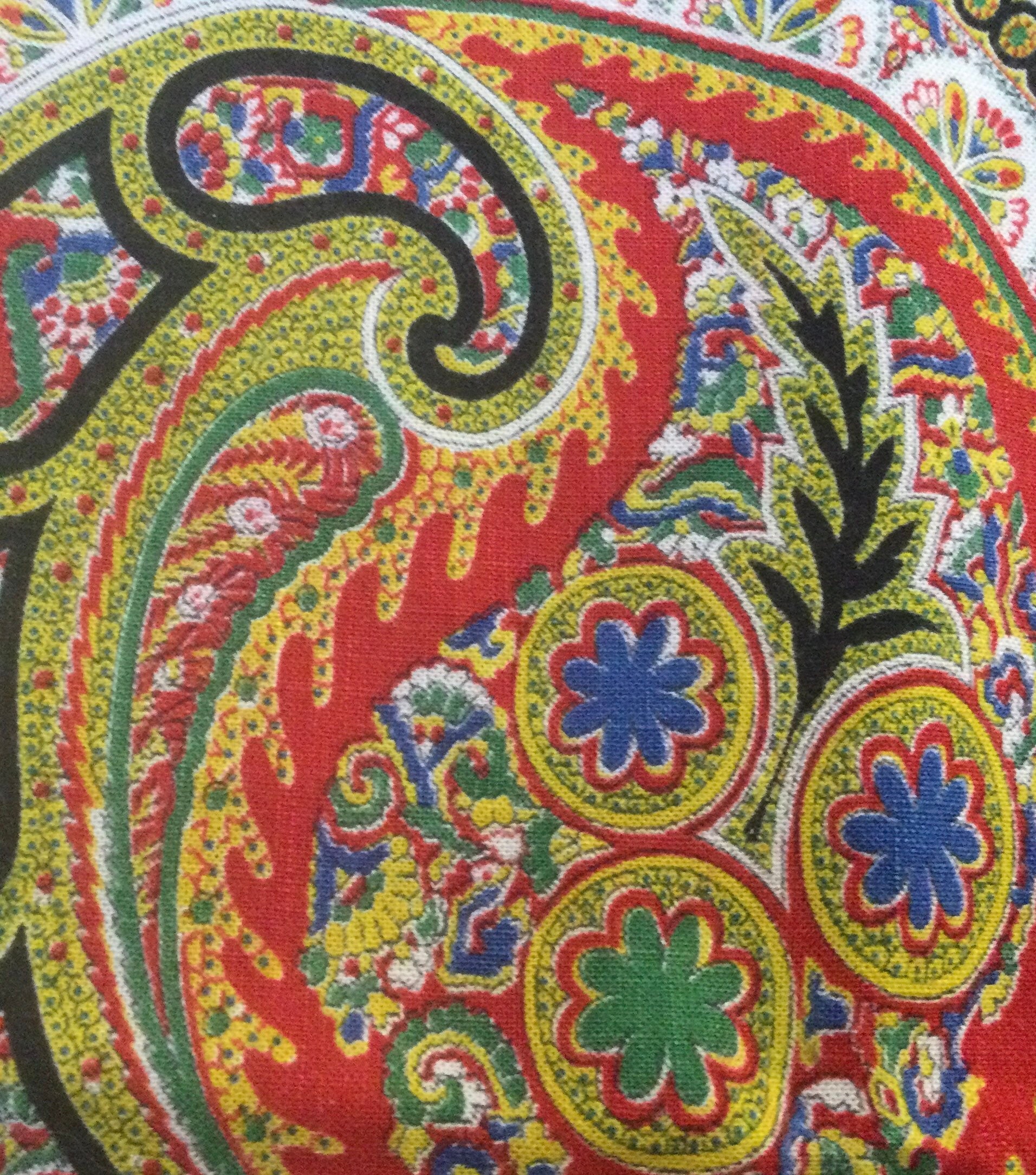 Vintage Paisley Fabric Destash 2 Yards Red Paisley Print Etsy