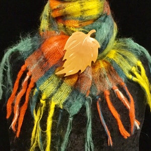 Mohair Plaid Scarf/“Modern Buchanan&quot;/Orange & Green Tartan/Made in England for Filenes of Boston/Fringe/Winter/Vintage 1980s
