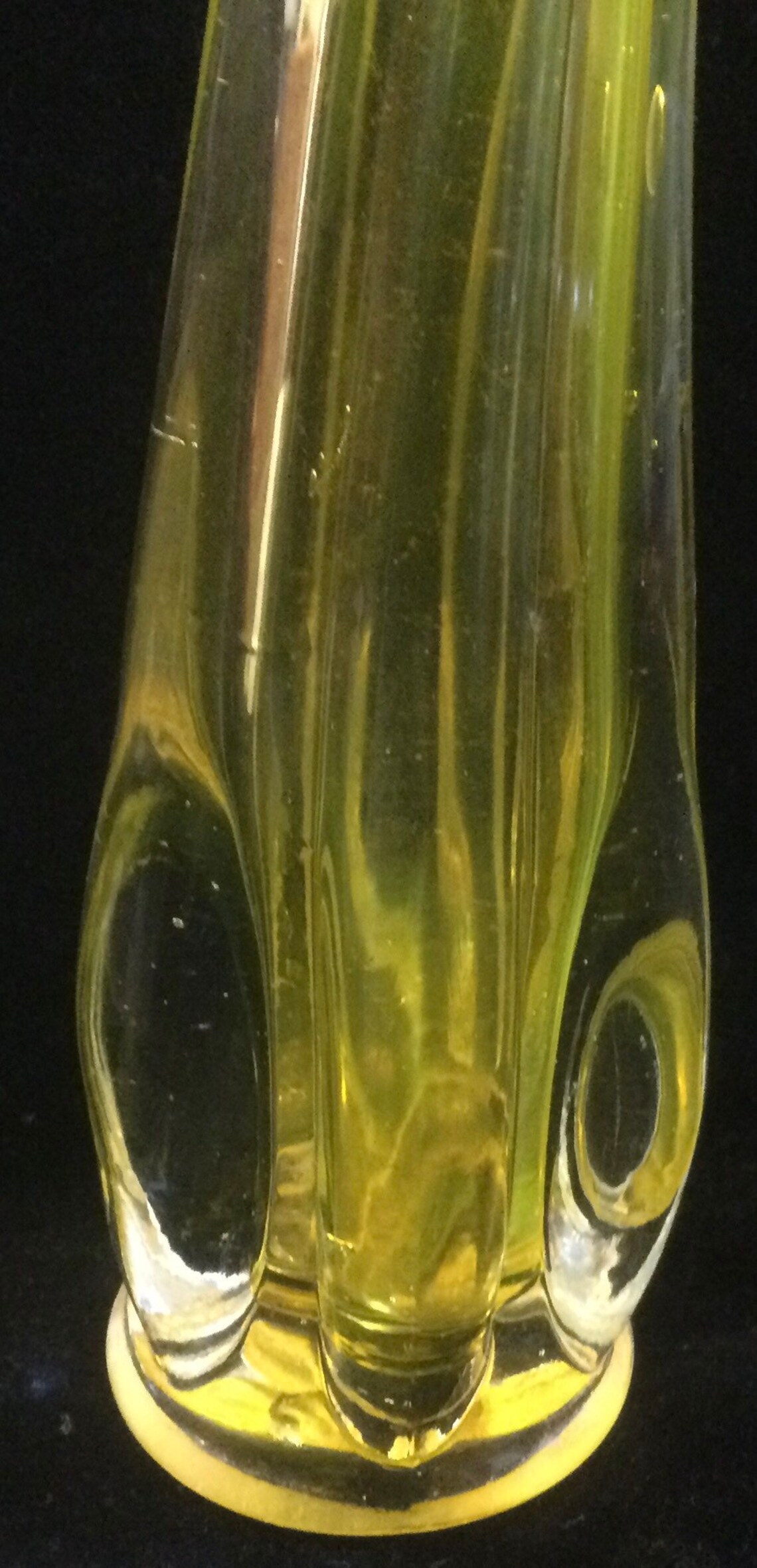 Vintage Swung Glass Vase Stretch Glass Bud Vase Yellow Etsy