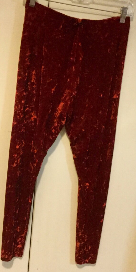 SALE—-1980s Red Velvet Leggings/Crushed Velvet/Wi… - image 3