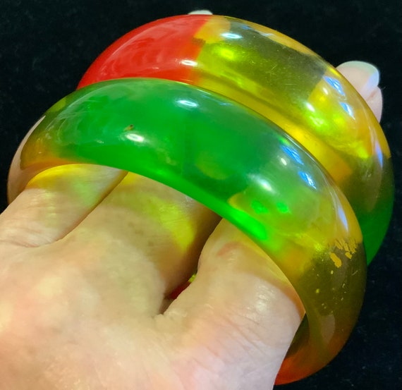 Plastic Bangle Bracelet/Matched Set/Neon Fluoresc… - image 5