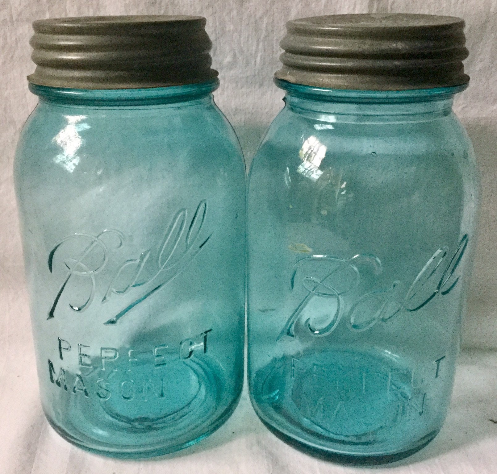 30s Ball Perfect Mason Jar/canning Jar Pair 1 Quart Blue/aqua Etsy