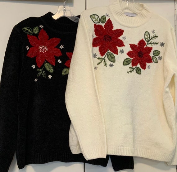 Christmas Embroidered Pullover Sweater Set/Poinse… - image 2