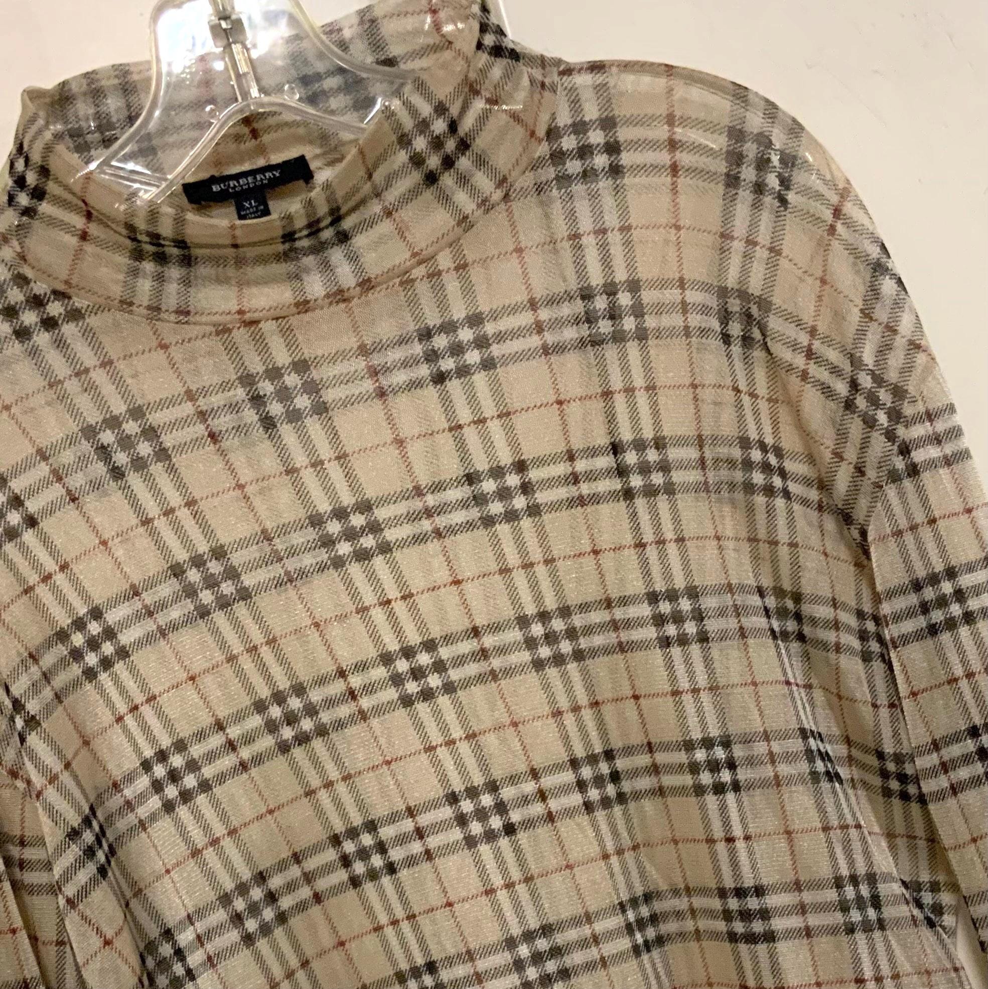 1980s Burberry London Blouse-mock Turtleneck-pullover Top