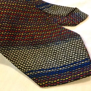Black Necktie-Tie/Striped Rep Tie/Tweed/Multicolor/Woven/Imported/Skinny 3.25”W x 56”L/Mens/Vintage