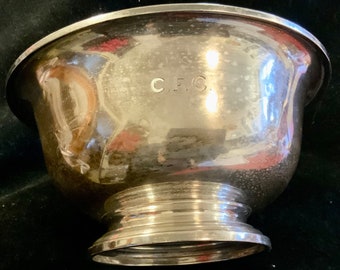 1926 Sterling Silver Bowl/925 Paul Revere Trophy/425 Grams/“Harvard Psychological Laboratory”/Monogram CFC/Footed 4”Hx8”W/Vintage Antique